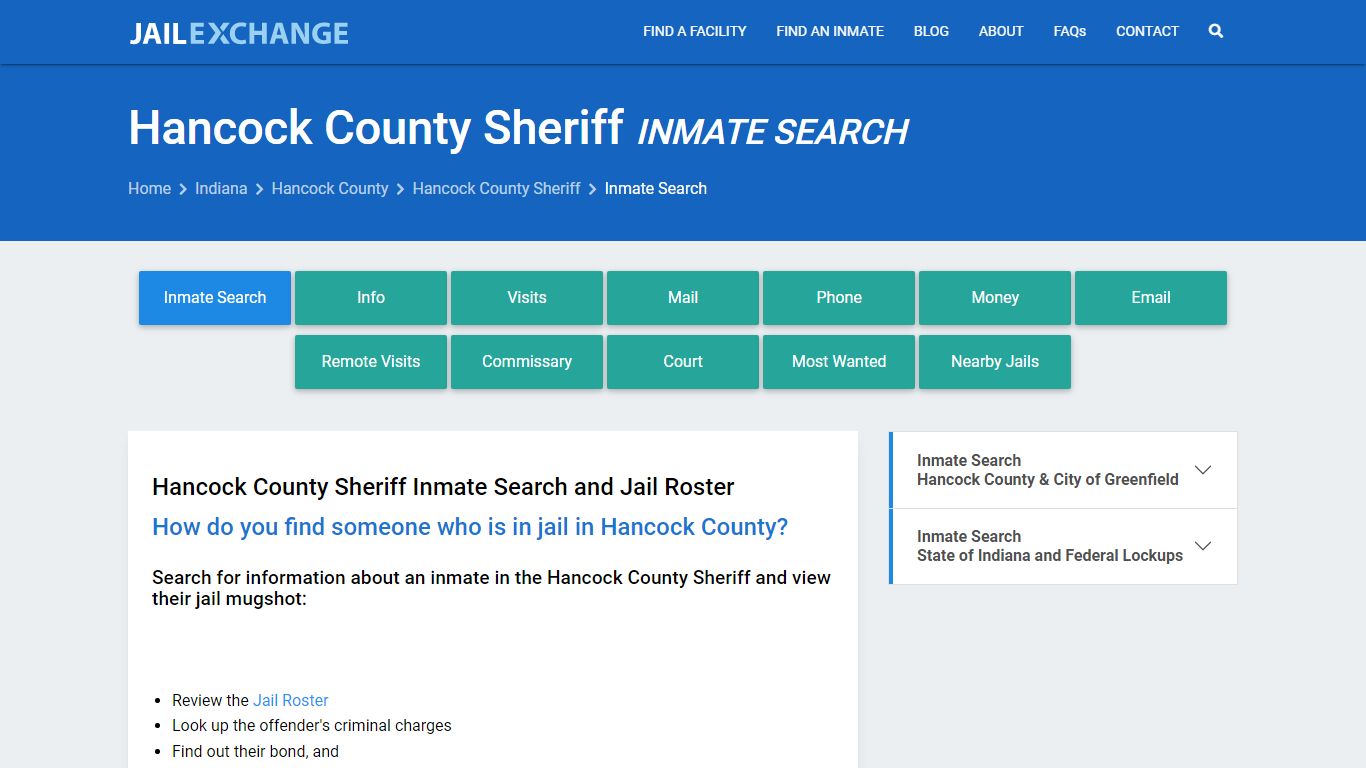 Hancock County Sheriff Inmate Search - Jail Exchange
